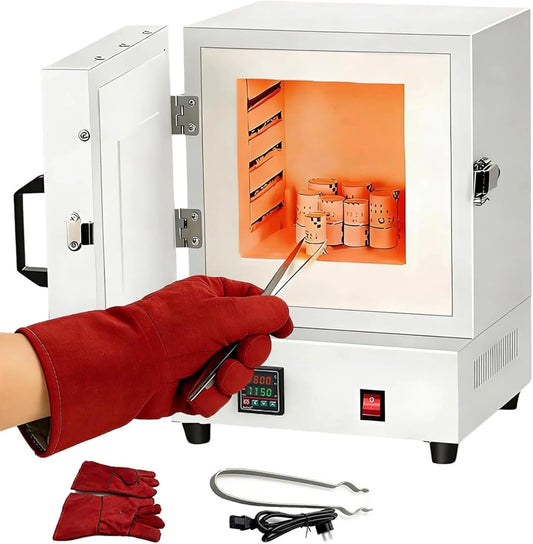 Elektrische oven, elektrische oven voor keramiek thuis, 2000 W, smelttemperatuur max. 1150 °C, roestvrij staal, voor waxgieten, doe-het-zelf klei