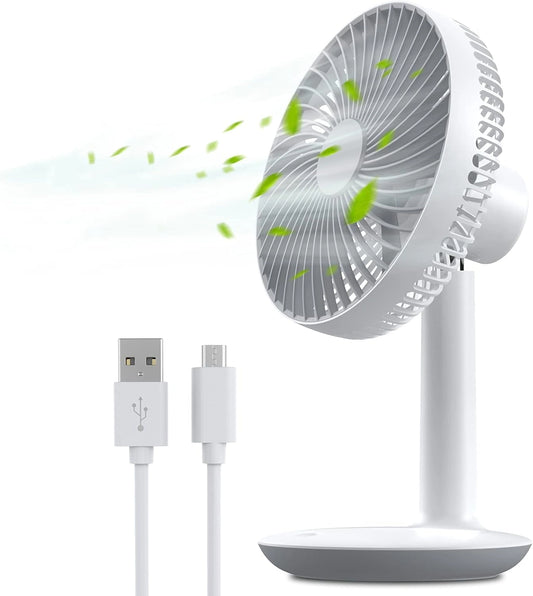 6-inch kleine bureau ventilator USB oplaadbare, draagbare 4000mAh batterij-bediend tafelventilator met 4 snelheden