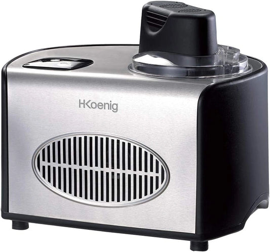 H.Koenig professionele IJsmachine HF250, 1.5 L, 150 W, elektrisch, snelle voorbereiding, Koud-houden Functie, voor Sorbet en Yoghurtijs, Zilver
