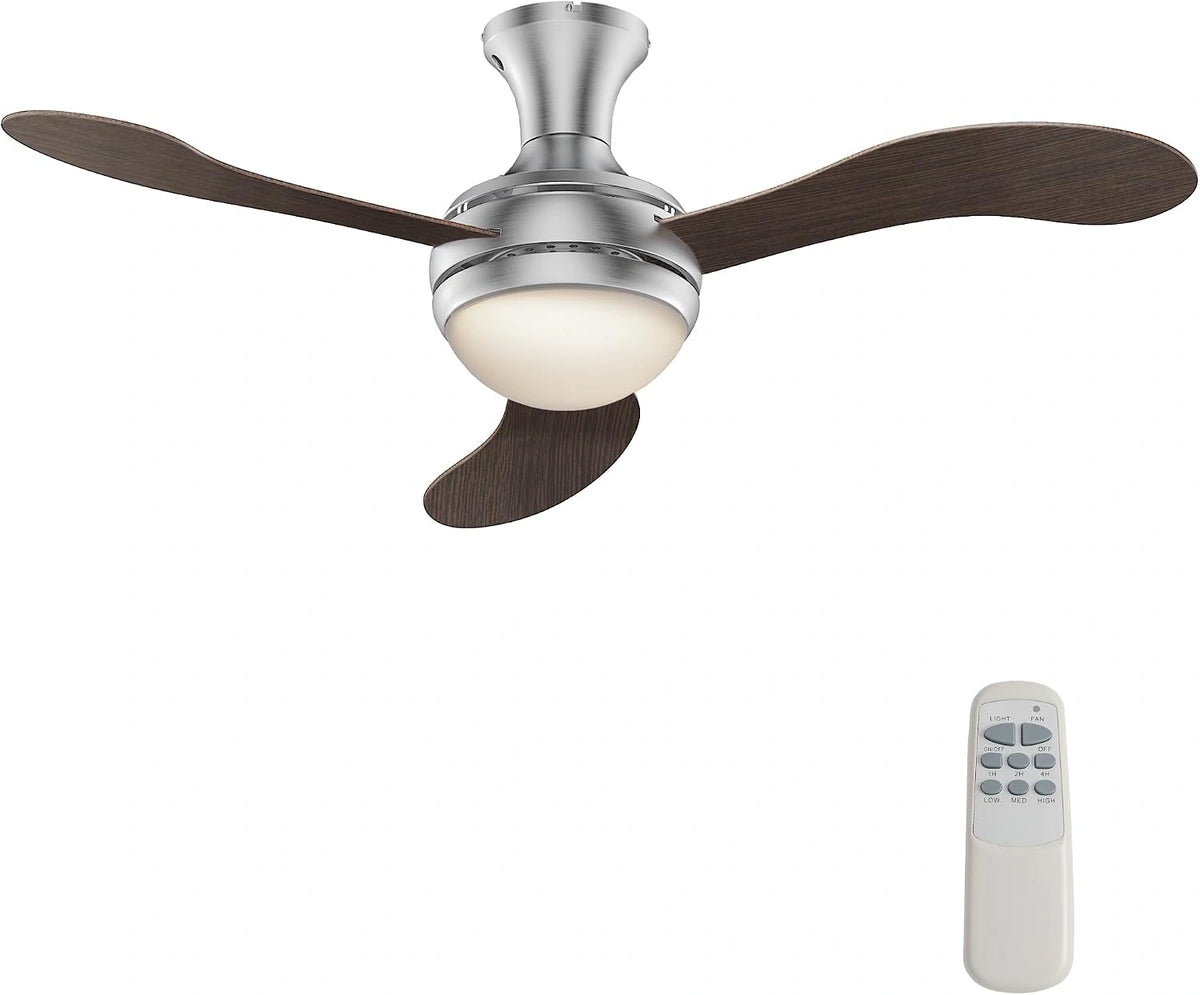 Wiltec plafondventilator Ø 130 cm met lamp en 3 bladen, ventilator met 3 snelheden en verlichting, ventilator met afstandsbediening en timer