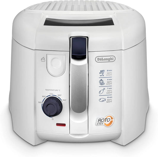 De'Longhi F28211.W1 RotoFry Friteuse, 1800 W, 1,2 liter, roestvrij staal, wit