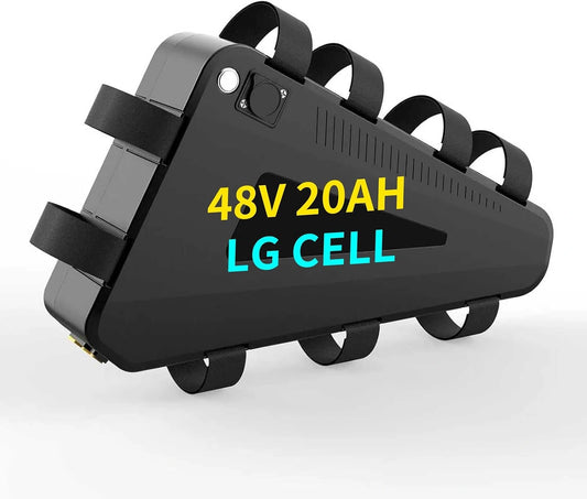 48V 52V elektrische fiets driehoekige lithiumbatterij 20Ah driehoekige Ebike-batterij met snellader + BMS voor 350-2000W motorfiets mountainbike (48V