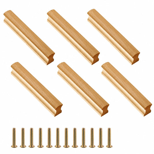 Massive Holzgriffe 6er-Set, 128 mm Lochabstand, für Schubladen und Schränke
