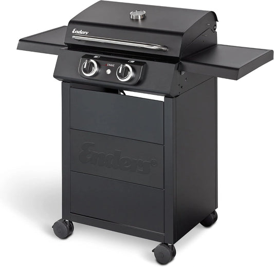 Enders Elektrische grill eCRAVE, met gegoten grill, grillwagen met veel opbergruimte, SIMPLE CLEAN reinigingssysteem en 2 verwarmingselementen en