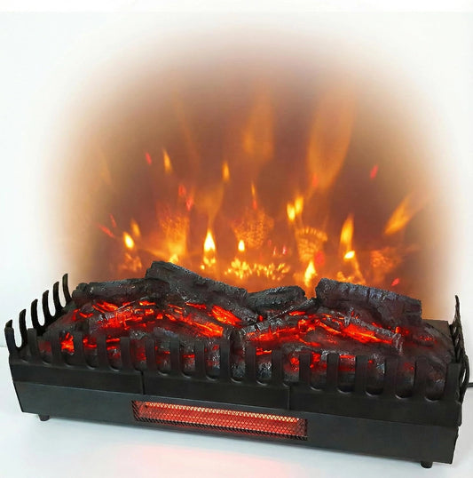 CHEMIN'ARTE Elektrische haard vlammeneffect XL + verwarming 2000 W, gloeiende houtblokken, Leds Verlichtin, Vrijstaandg, 67x23x24cm, zwart