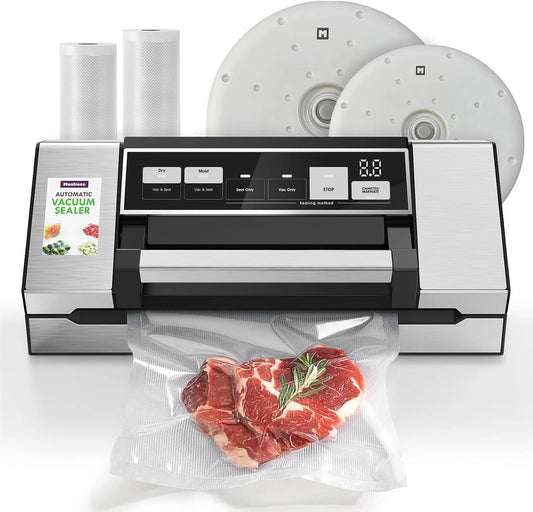 Mesliese Vacuümmachine, 95 kPa, 140 W, voedselzuiger met 20 l/min, dubbele afdichtingsband, geïntegreerde snijder