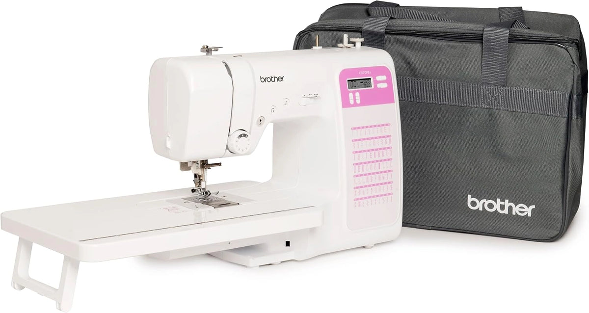Brother CX70PES Elektronische naaimachine met 70 naaisteken, inclusief tafel en tas, wit/bruin
