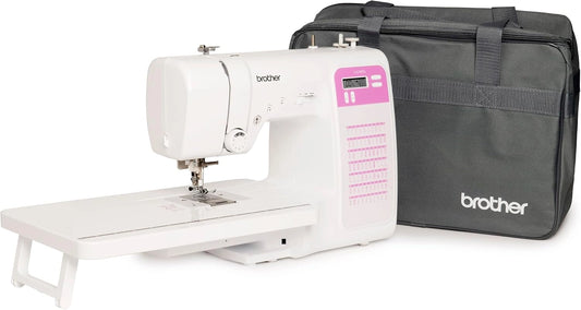 Brother CX70PES Elektronische naaimachine met 70 naaisteken, inclusief tafel en tas, wit/bruin