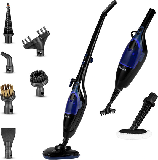 ZEEGMA Puur Prime Control 2-in-1 Stoomreiniger & Handstomer, 13 Accessoires, zwart