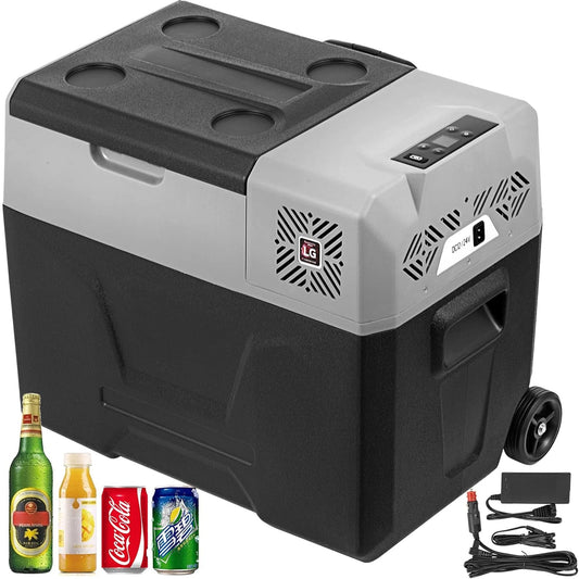 VEVOR Thermo-elektrische koelbox, draagbaar, 50 l, voor reizen, auto, mini-koelkast voor auto, mini-koelkast voor dranken, met lcd-scherm, zwart