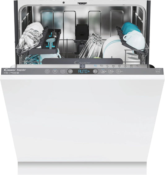 Candy CI4C6F0PA / volledig geïntegreerde vaatwasser / 60 cm/wifi-functie (hOn) /14 couverts/in hoogte verstelbare bovenkorf/Aquastop / 8 programma's