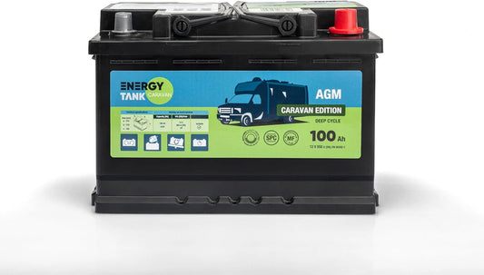 ENERGY TANK AGM Accu 12 V 100 Ah voor Caravan, Camper en Mover, zwart