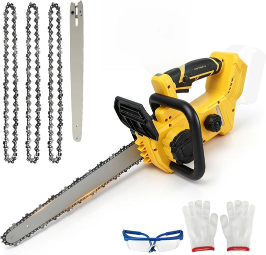 Accukettingzaag, compatibel met Dewalt 18 V 20 V accu, 30,5 cm borstelloze elektrische kettingzaag 9 m/s met 75 ml olietank