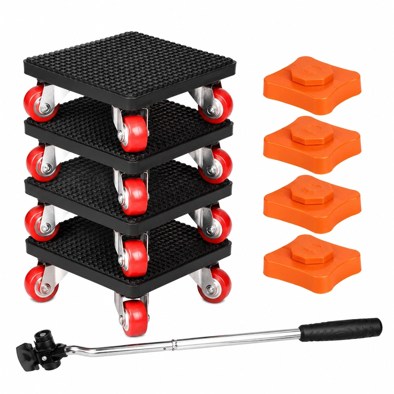 Schwerlast-Rollen-Set 360° drehbar, 500 kg Tragkraft, ideal für Kühlschrank, Sofa und Klavier