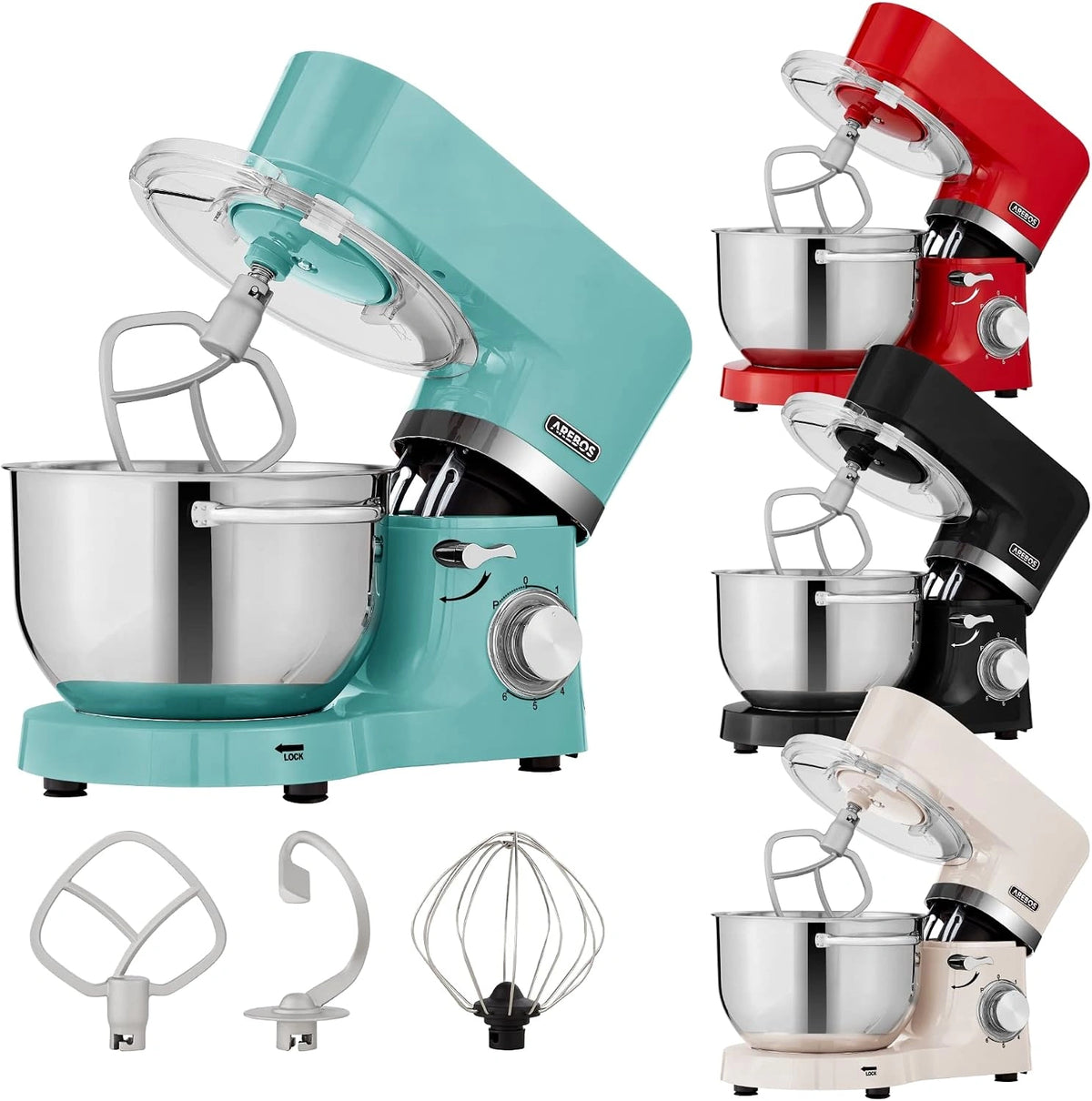 Arebos Keukenmachine 1500W turquoise, zilver