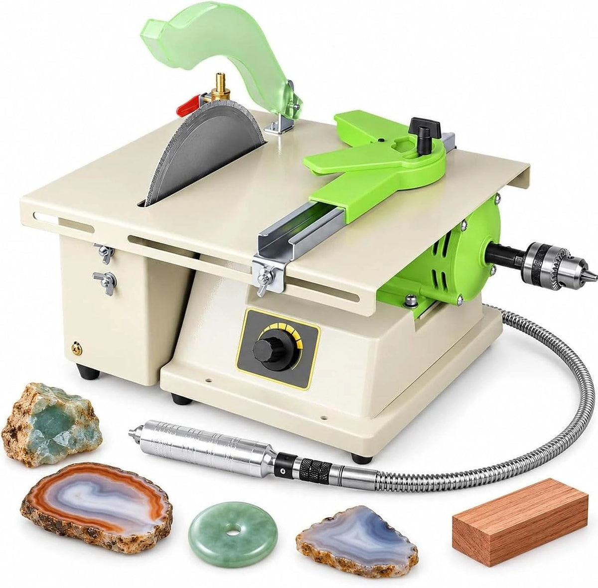 Lapidair gesteenteslijpmachine, 1380W motor, 0-15000 RPM, wit/zilver