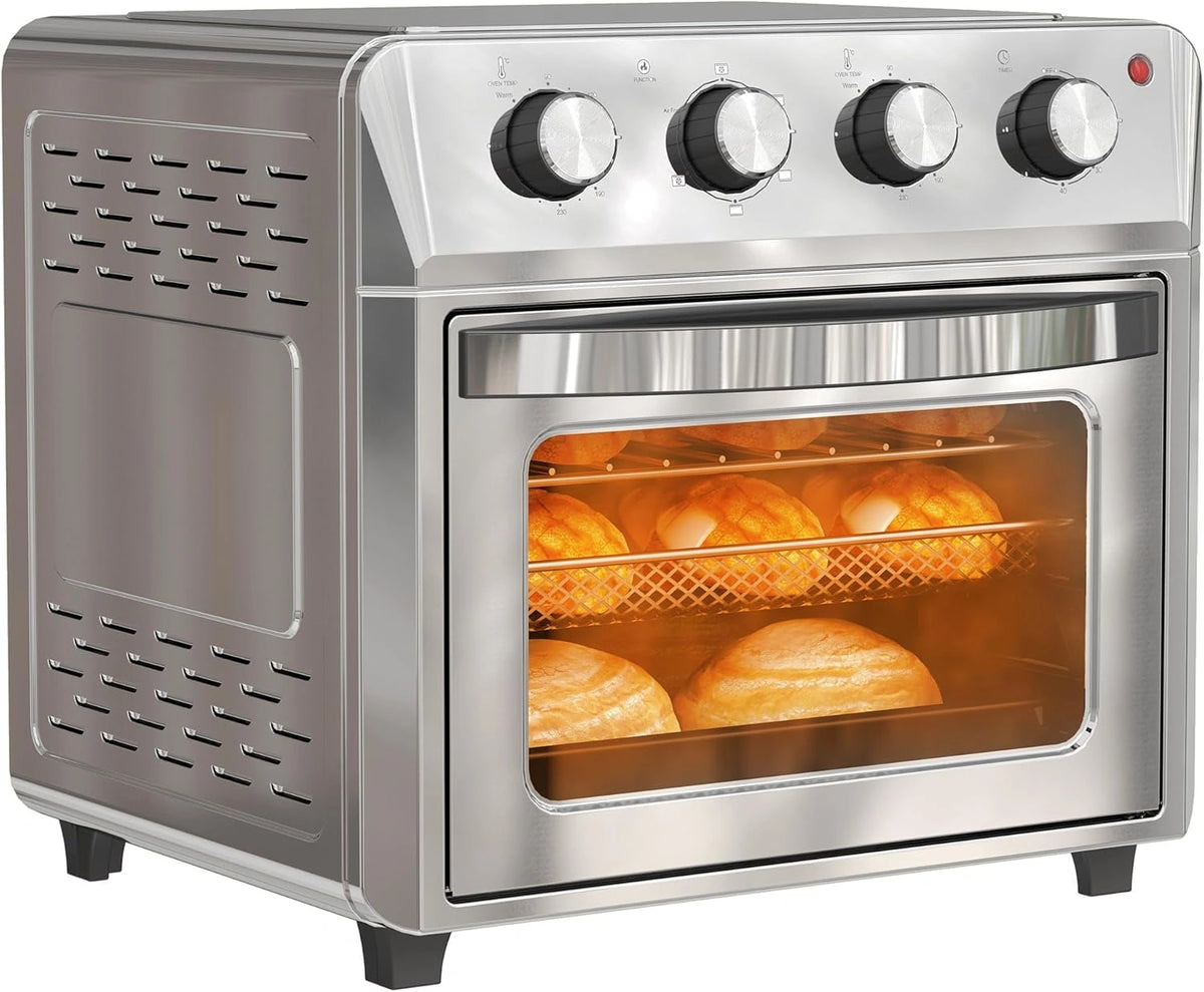 HOMCOM Minioven met hetelucht Minioven 24 L 1600W 90-230°C Zilver