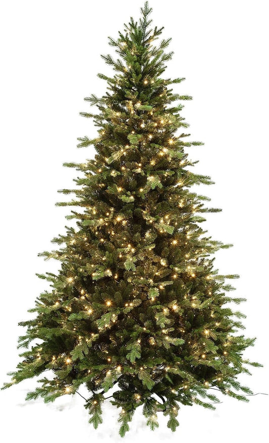 Holyart Kerstboom: Kerstboom, 270 cm, voorverlicht, 1048 LED, warm wit, meerkleurig, Litzner groen, Winter Woodland