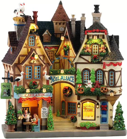 LEMAX Verlichte gevel met LED-verlichting 'Noel Alsace' in hars H27,6x25x9,5 cm, bruin