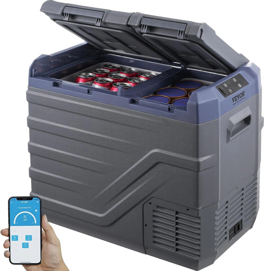 VEVOR NLS55 12 V autokoelkast, draagbare dubbele zone 40 l, bereik instelbaar van 15,6 °C tot 20 °C, 12/24 V DC en 100 tot 240 V AC, outdoor, camping
