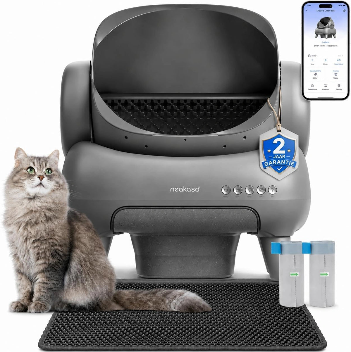 Neakasa M1 Plus Automatische Kattenbak, Origineel Open Ontwerp, bruin/grijs