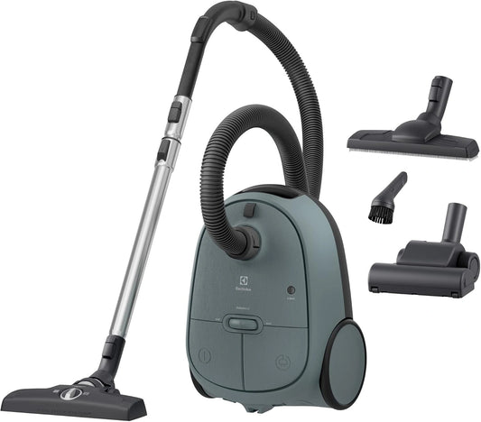 Electrolux 600 Clean, EB61C4OG, stofzuiger met zak, voetbediening, hygiënisch filter 12, wasbaar, kabel 12 m, XXL, oceaangroen, grijs