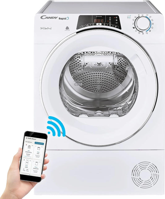 Candy ROE Rapidò H9A2TCEX-S Wasdroger, 9 kg met warmtepomp, capaciteit 9 kg, uitgestelde startfunctie, wit, set voor snelle cycli, energieklasse A++