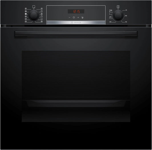 Bosch HQA574BB3 Serie 4 oven met ingebouwde stoom, pyrolyse: moeiteloze reiniging van de oven, rood led-scherm, 10 automatische programma's, zwart