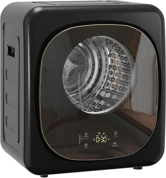 HOMCOM Mini wasdroger met 5 programma's, 800W, 4 kg, tot 60°C, Zwart