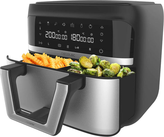 Cecotec Heteluchtfriteuse zonder olie, 9 liter deelbaar in 2, heteluchtfriteuse Cecofry Dual 9000. 2850W, dieet en digitaal, touchpaneel