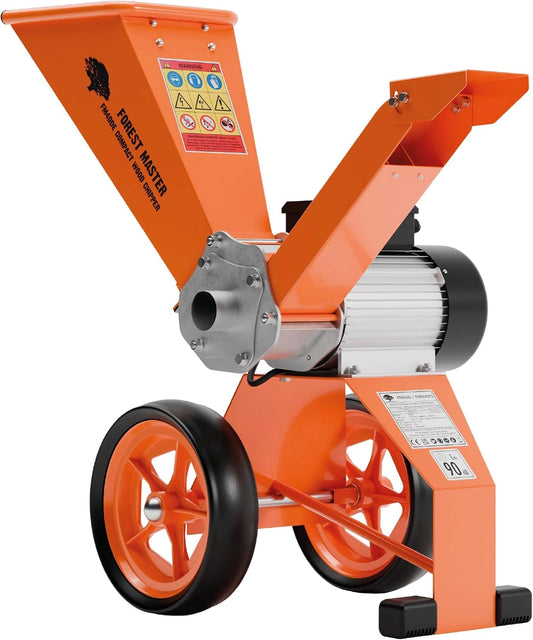 FM4DDE-EU-ADJ 4pk Elektrische Houtversnipperaar, Draaibare Trechter, Directe Aandrijving, Compact, Versnipperd tot 50 mm, Anti-Blokkeringssysteem