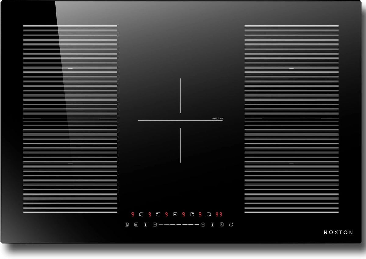 NOXTON Inductiekookplaat 5 platen 2 Flex Zone, inbouw inductiekookplaat, 9 standen inductiekookplaat met timer, veiligheidsslot, 220-240V, 7200W