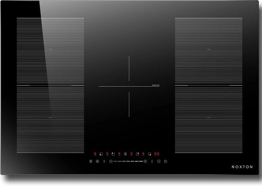 NOXTON Inductiekookplaat 5 platen 2 Flex Zone, inbouw inductiekookplaat, 9 standen inductiekookplaat met timer, veiligheidsslot, 220-240V, 7200W