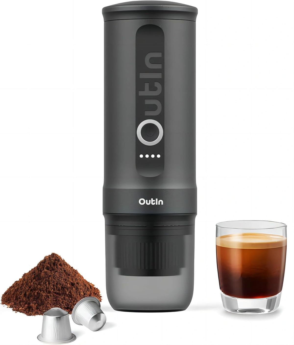 OutIn Nano draagbare elektrische espressomachine voor op reis, bruin