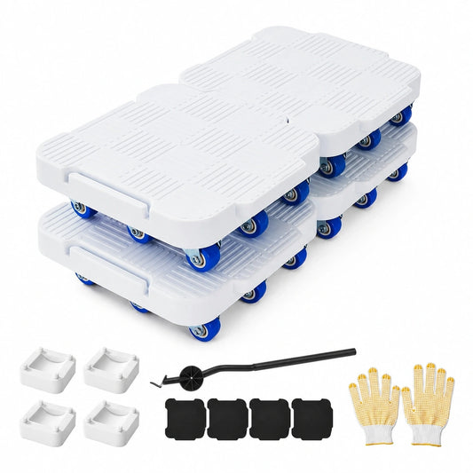 Verschiebehilfe für Möbel, Drehbares Hebe-Set, Belastbar bis 453 kg, Praktisch für Kühlschrank und Sofa, 4 Stück
