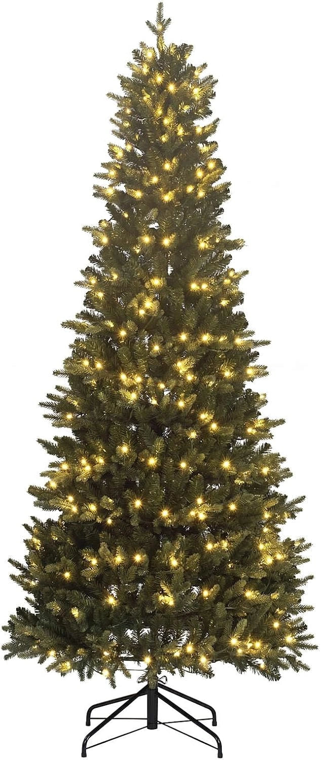 Holyart Kerstbomen: Kerstboom 240 cm Pop-UP 500 LEDs Warm Wit Lichtspellen Mod. Vissen Slim Poly