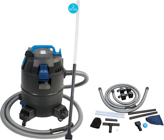 AquaForte Nat-/droogzuiger, 1400 w, kunststof tank, 35 l, 4 m slang, reiniging van vijvers en zwembaden, zwart/grijs