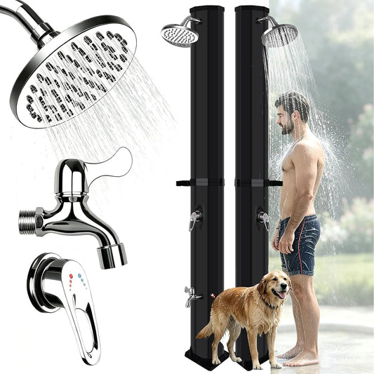 Zonnedouche voor, Zonnedouche voor Buiten, Tuindouche Solar Warm Water max 60°C, Tuindouche met Grote Douchekop en Kraan Tuindouche voor de tuin Warm