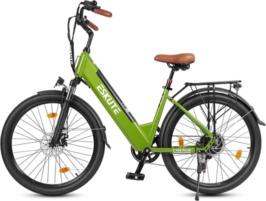 ESKUTE C100 Plus Elektrische Fiets, 26Inch E Bike, Met 250W Hogesnelheidsmotor, 36V 13Ah Verwijderbare Batterij, Topsnelheid 25km/u, LCD-scherm