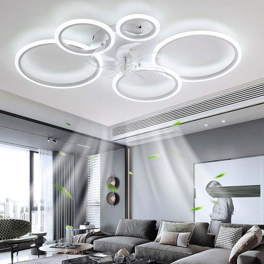 Modern Plafondventilator met verlichting met afstandsbediening, LED 72W Dimbaar Ventilator plafond licht Plafondventilatorlamp voor Woonkamer