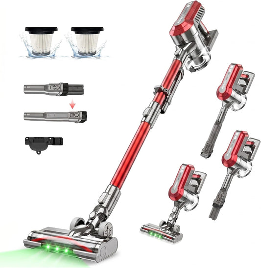 Akitas V10A Draadloze Stofzuiger 450W BLDC-motor, 45 kPa Zuigkracht, 60 min Gebruikstijd, Lichtgewicht Steel- & Handstofzuiger met LED Power Brush