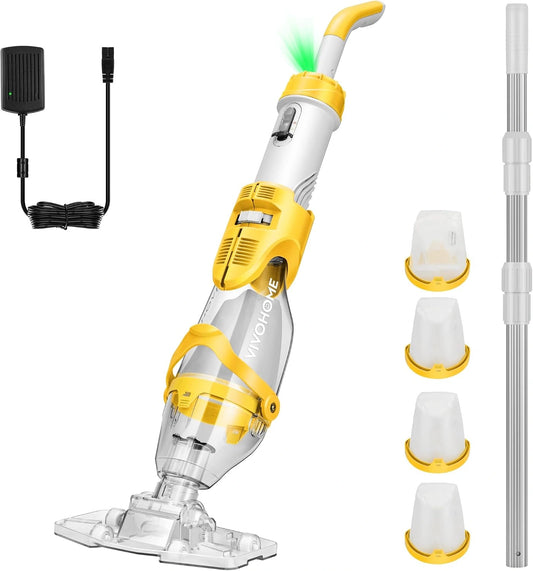 VIVOHOME Draadloze Zwembadstofzuiger met Telescopische Steel 250cm 4300LPH Zuigkracht Draadloze Handstofzuiger 75min. Gebruik voor Bovengrondse en