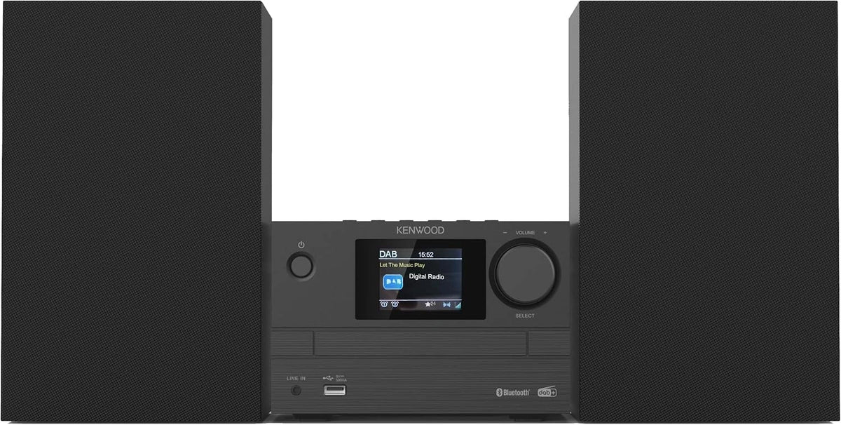 Kenwood M-525DAB, Micro HiFi-systeem met CD, USB, DAB+ en Bluetooth audio-streaming, 6,1 cm TFT-kleurendisplay, afstandsbediening, wit