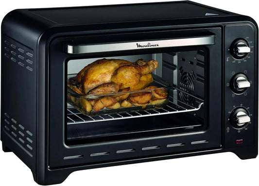 Moulinex Optimo OX4648 Convectieoven, 33 l, 6 kookmodi, thermostaat tot 240 graden en timer tot 120 minuten, bakplaat en draairooster, compact design