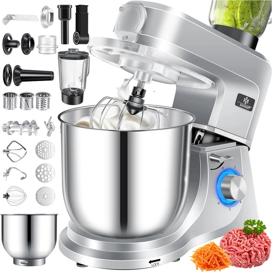 KESSER® 3-in-1 universele keukenmachine K-KM 3000 met vleesmolen, kneedmachine, multifunctionele roermachine, 5,5 l kom met 3 roergereedschappen