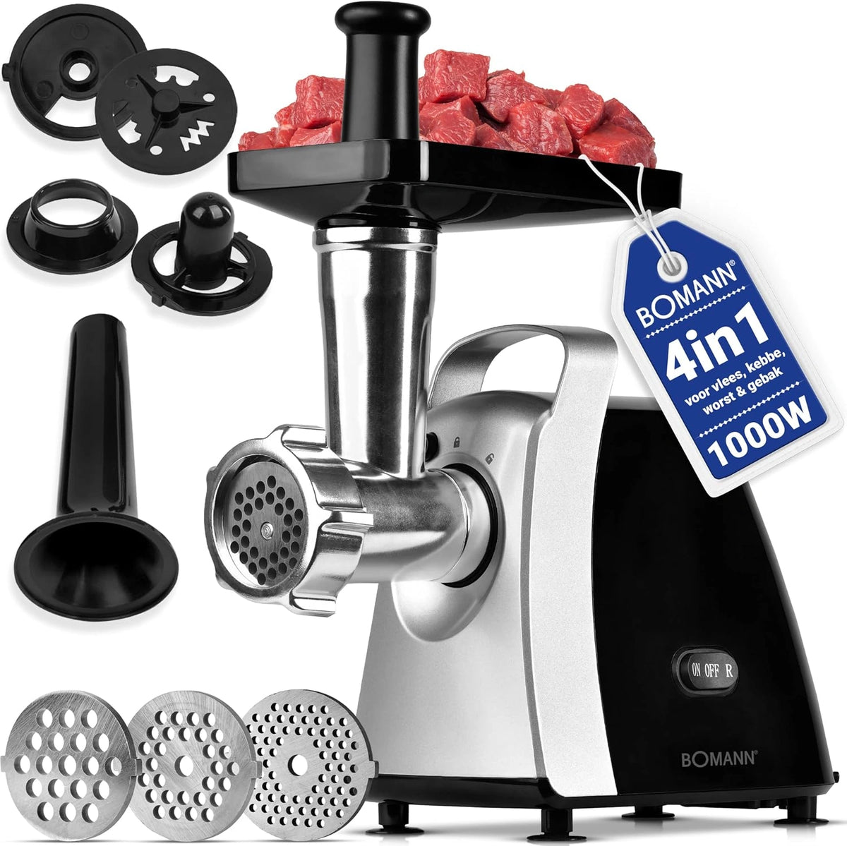 Bomann® Vleesmolen 1000W, zwart